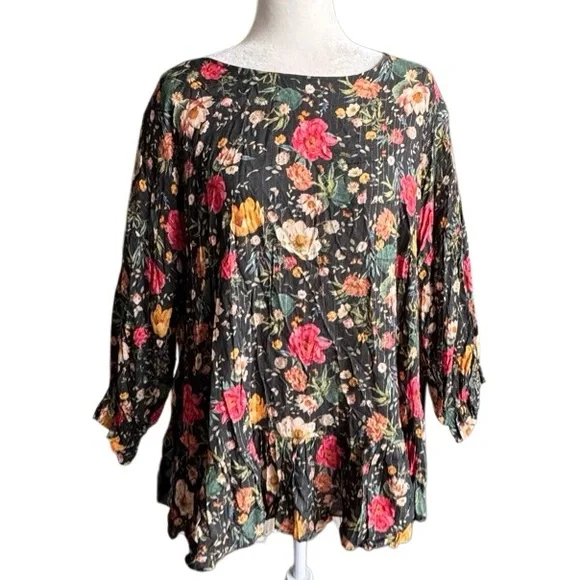 Anthropologie Eva Franco Blouse Black Floral Flowy Boho Shabby Chic - Picture 13 of 13